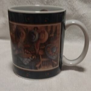 Lang & Wise Vintage 1997 Painted Art Theme Decorative Ceramic Coffee Mug